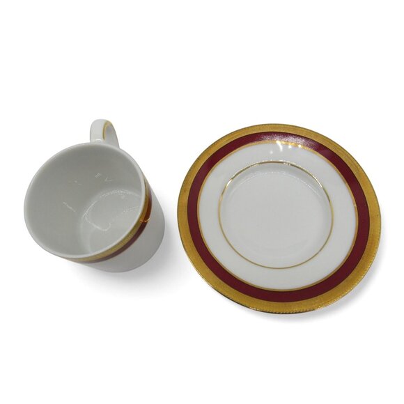 LA VAISSELLERIE Fine PORCELAIN Cup Saucer Gold Red Accents Vaiselle Vintage - Picture 4 of 10